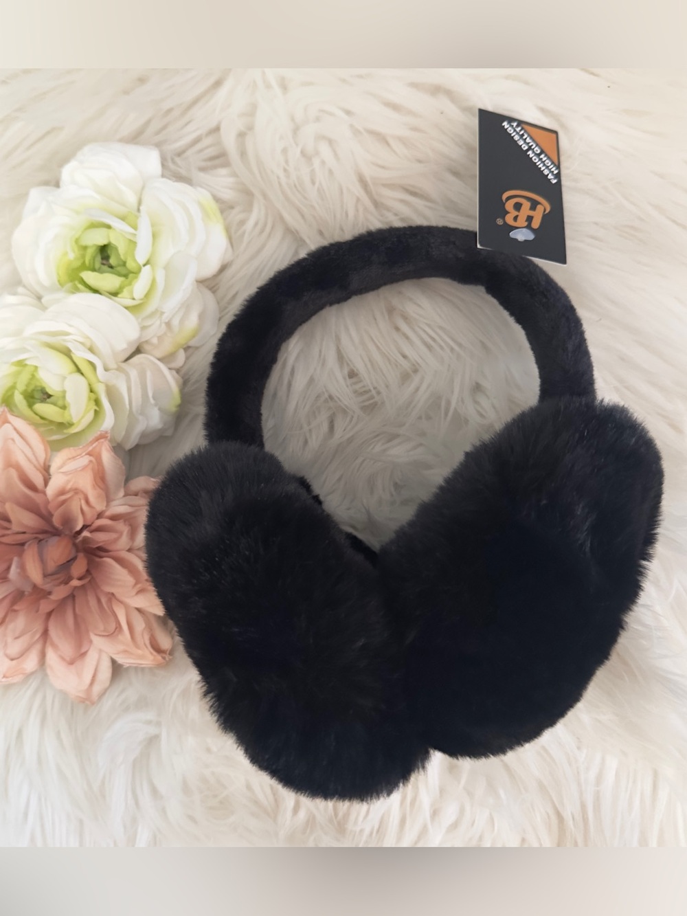 Black Faux Fur Earmuffs NEW!
